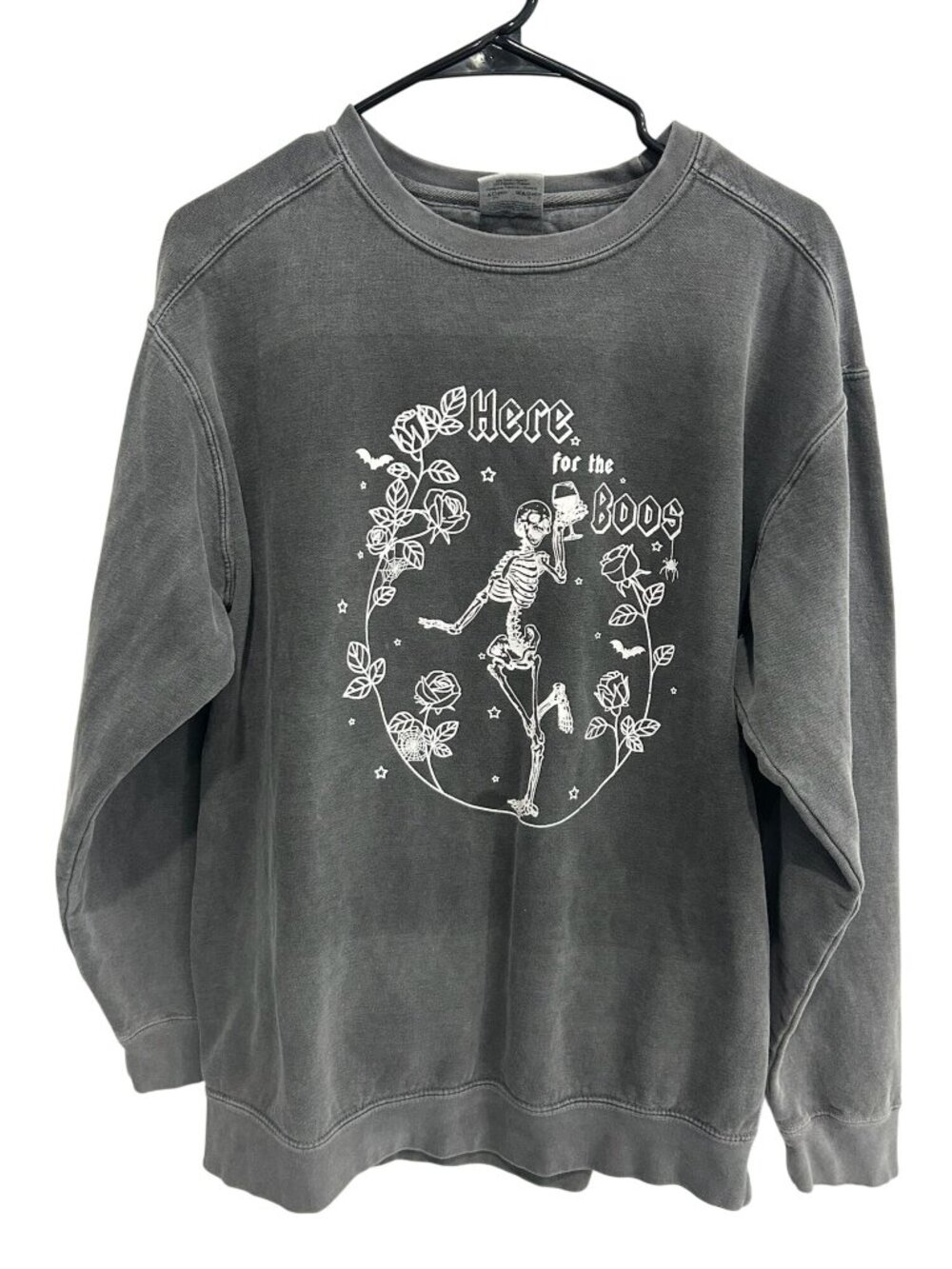Comfort Colors Large Gray Here For The Boos Sweatshirt Kitschy Halloween